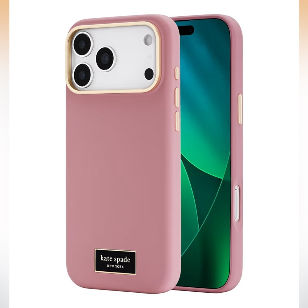 kate spade Rose Pink Phone Case with Gold Accents